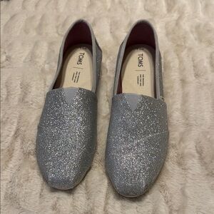 TOMS Alpargata Ballet Flat Silver Glitter Slip-On Flats